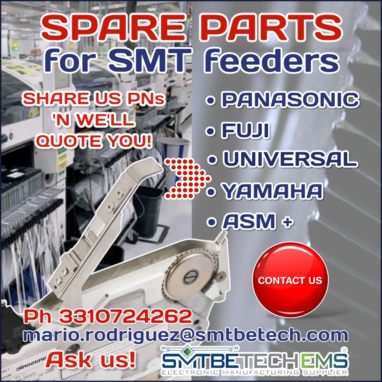 Spare parts for SMT feeders SMTBETECH EMS